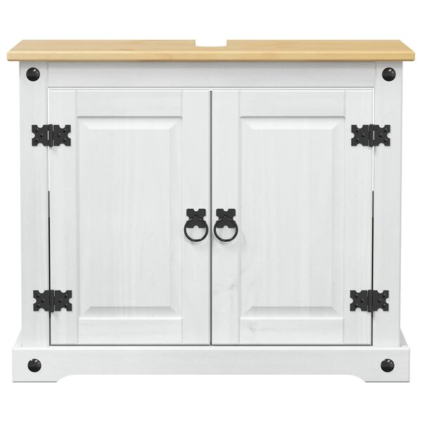 vidaXL Pesuallaskaappi Valkoinen 73 x 33 x 60 cm Massiivinen m&auml;nty