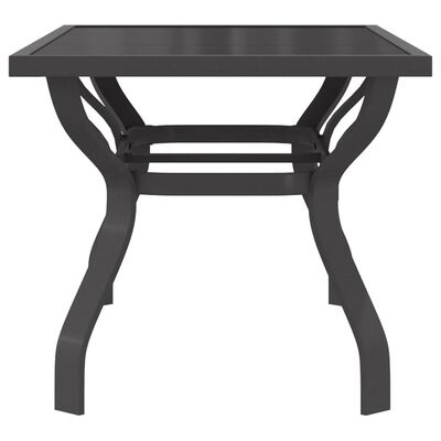 vidaXL Puutarhapöytä harmaa ja musta 140x70x70 cm teräs ja lasi