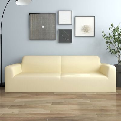vidaXL Joustava 3-istuttavan sohvan päällinen kerma polyesteri jersey