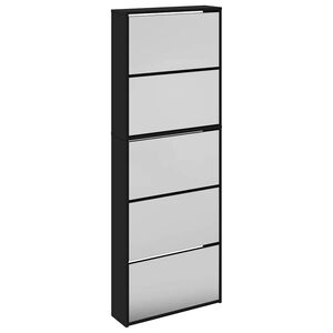 vidaXL Kenk&auml;kaappi peilill&auml; 5 tasoa musta 63x17x169,5 cm