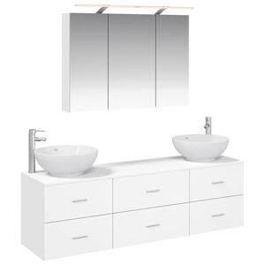vidaXL Kylpyhuonekalustesetti 4 pcs valkoinen Tekninen puu ja lasi