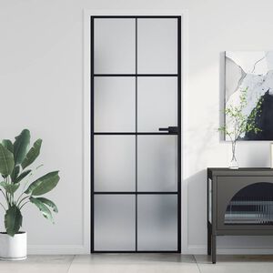 vidaXL Sis&auml;ovi ohut musta 76x201,5 cm karkaistu lasi ja alumiini