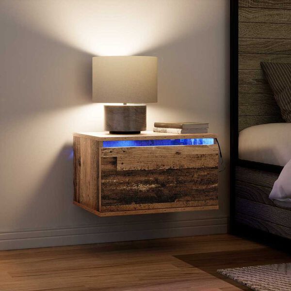 vidaXL Sein&auml;lle kiinnitett&auml;v&auml; y&ouml;p&ouml;yt&auml;kaappi Vanha puu 50 x 36 x 30 cm