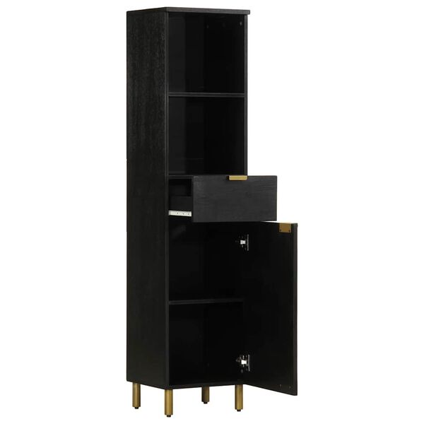 vidaXL Kylpyhuoneen kaappi musta 38x33x160 cm t&auml;ysi mangopuu