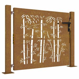 vidaXL Puutarhaportti 100x75 cm Corten-ter&auml;s Bambukuvio