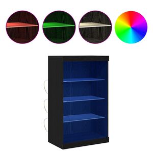 vidaXL LED-p&ouml;yt&auml;taso Musta tammi. 60,5 x 37 x 100 cm Tekninen puu