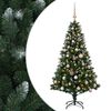 vidaXL Muovinen joulukuusi koristeilla 120 cm 150 LEDi&auml;