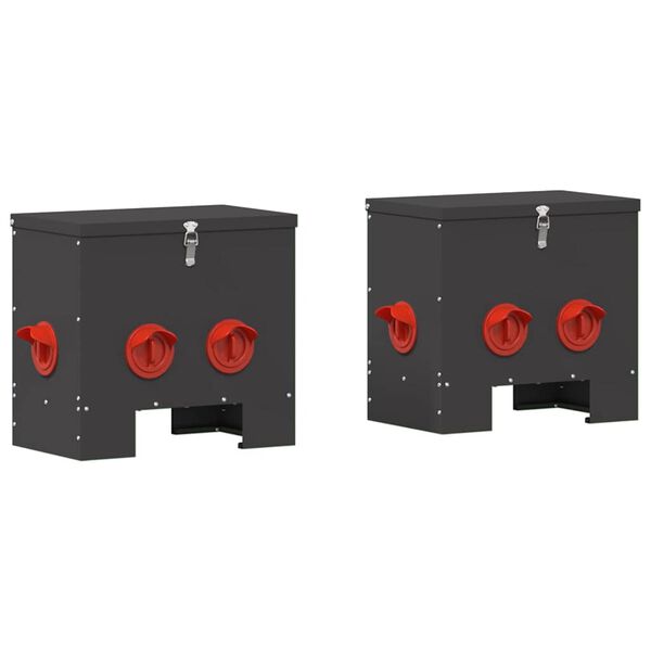 vidaXL Kanan ruokinta-allas 2 pcs Musta 40,5 x 25 x 38 cm