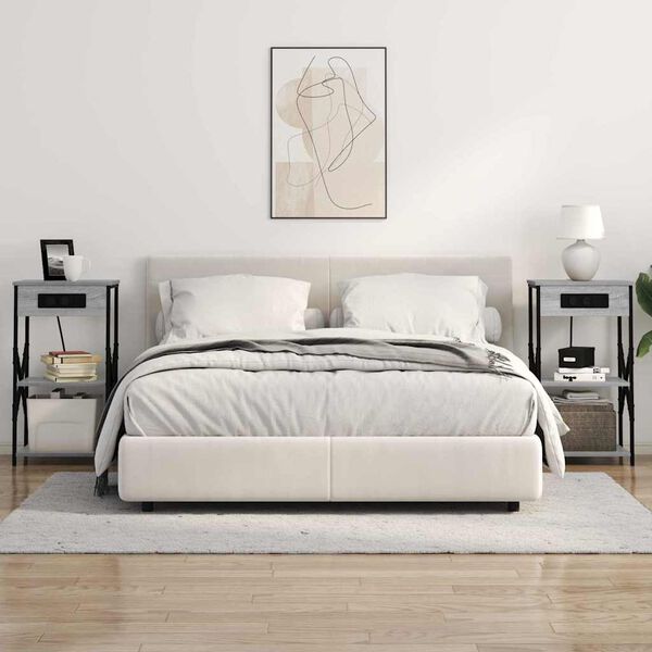 vidaXL Y&ouml;p&ouml;yt&auml;kaappi 2 pcs Harmaa Sonoma 41 x 31 x 76 cm Tekninen puu