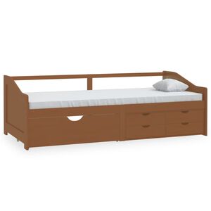 vidaXL P&auml;iv&auml;vuode 3-istuttava laatikoilla hunajanrusk. m&auml;nty 90x200 cm