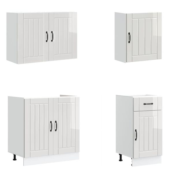 vidaXL 7-osainen keittiökaappisarja Lucca korkeakiiltoinen valkoinen