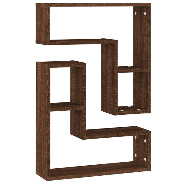 vidaXL Seinähyllyt 2 kpl ruskea tammi 50x15x50 cm tekninen puu