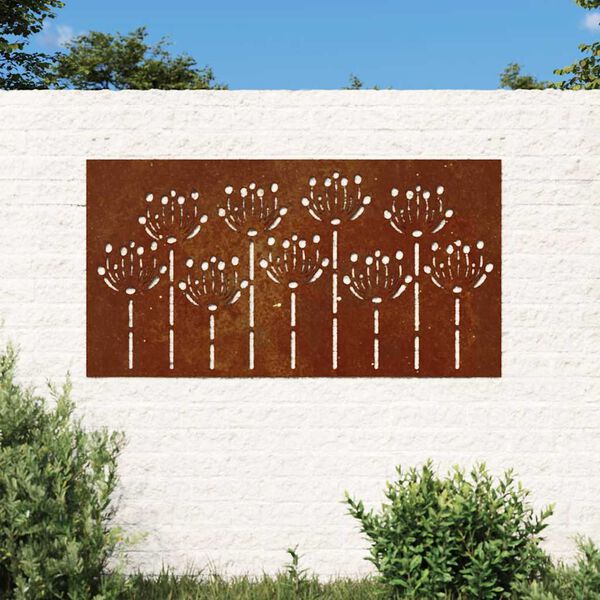 vidaXL Puutarhasein&auml;koriste 105x55 cm corten ter&auml;s kukkakuvio