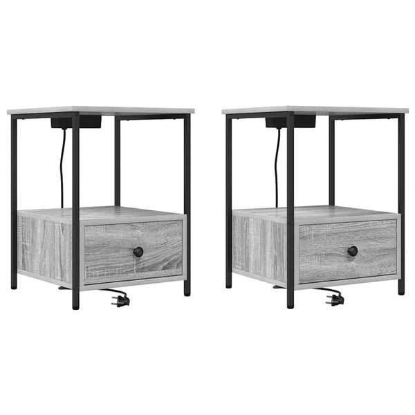 vidaXL Y&ouml;p&ouml;yt&auml;kaappi 2 pcs Harmaa Sonoma 42 x 41 x 56 cm Tekninen puu
