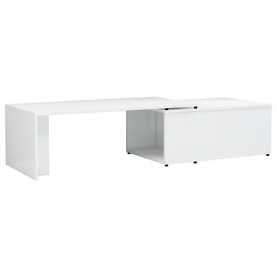 vidaXL Sohvapöytä korkeakiilto valkoinen 150x50x35 cm lastulevy