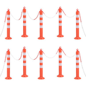 vidaXL Liikenteenohjaustolpat 10 kpl ketjulla 75 cm PE