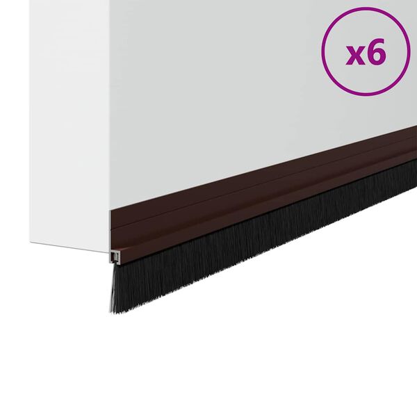 vidaXL Itsekiinnittyv&auml;t oven harjatiivisteet 6 pcs Ruskea 100 cm