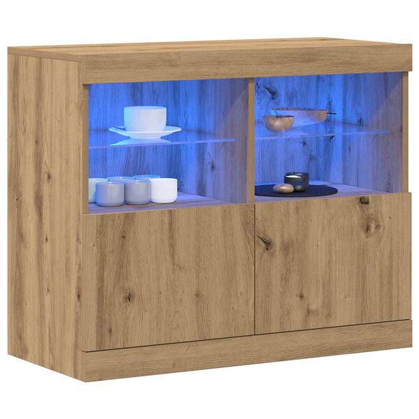 vidaXL LED-p&ouml;yt&auml;taso Ruskea 81 x 37 x 66,5 cm Tekninen puu