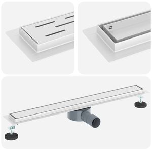 vidaXL Suihkuhuuhtelija 2-in-1 360&deg; poistoputkella Hopea 70 cm