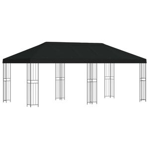vidaXL Paviljonki sivuseinill&auml; 6 x 3 m Musta Polyesteri ja ter&auml;s 190