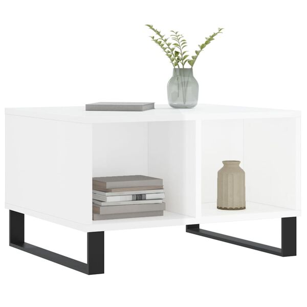 vidaXL Sohvap&ouml;yt&auml; korkeakiilto valkoinen 60x50x36,5 cm tekninen puu