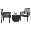 vidaXL Puutarhan Bistro Set 3 pcs Musta Polyrotangi