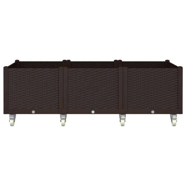 vidaXL Ulkokukkalaatikko py&ouml;rill&auml; ruskea 150x80x54 cm PP