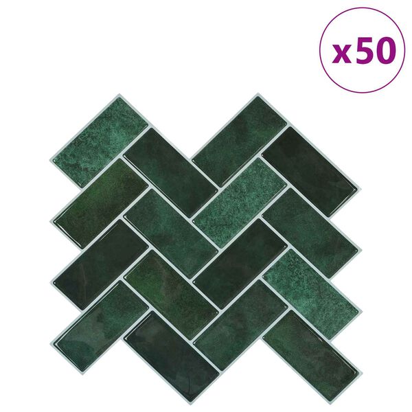 vidaXL Herringbone-laatta 50 pcs Tummanvihre&auml; 30 x 30 cm