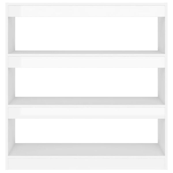 vidaXL Kirjahylly/tilanjakaja korkeakiilto valkoinen 100x30x103 cm