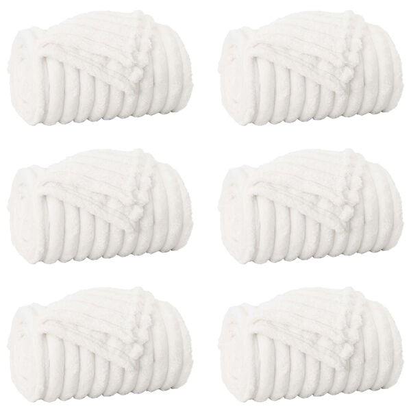 vidaXL Heittop&auml;&auml;llys 6 pcs Valkoinen 150 x 130 cm Fleese