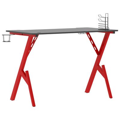 vidaXL Pelipöytä Y-muotoisilla jaloilla musta ja punainen 110x60x75 cm