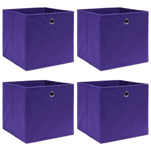 vidaXL S&auml;ilytyslaatikot 4 kpl kuitukangas 28x28x28 cm purppura