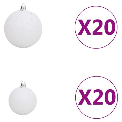 vidaXL Tekojoulukuusi palloilla esivalaistu LED-valot valkoinen 400 cm