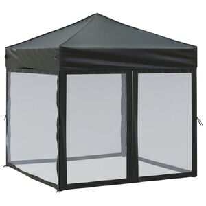 vidaXL Kokoontaittuva juhlateltta sivuseinill&auml; musta 2x2 m