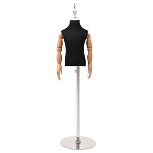 vidaXL S&auml;&auml;dett&auml;v&auml; 120-157 cm mannekiini jalustalla Unisex PP Musta