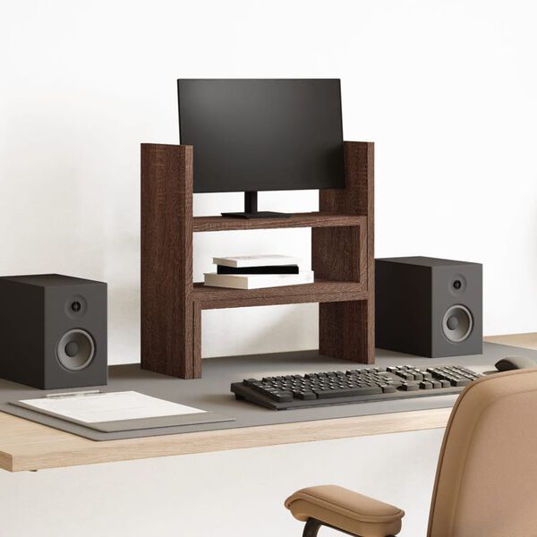 vidaXL Pöytäjärjestäjä säädettävä rusk. tammi 40x17x41 cm tekninen puu