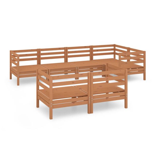 vidaXL 7-osainen Puutarhasohvasarja hunajanruskea t&auml;ysi m&auml;nty