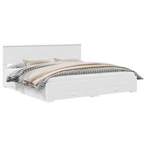 vidaXL S&auml;ngyn runko p&auml;&auml;tyll&auml; Valkoinen 200 x 200 cm Tekninen puu