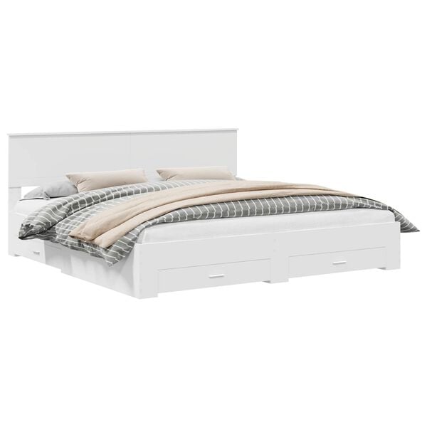 vidaXL S&auml;ngyn runko p&auml;&auml;tyll&auml; Valkoinen 200 x 200 cm Tekninen puu