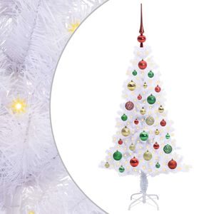 vidaXL Tekojoulukuusi 150 LED-valoilla Valkoinen 120 cm PVC ja ter&auml;s