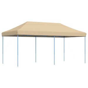 vidaXL Juhlateltta Beige sinisell&auml; rungolla Oxford-kangas
