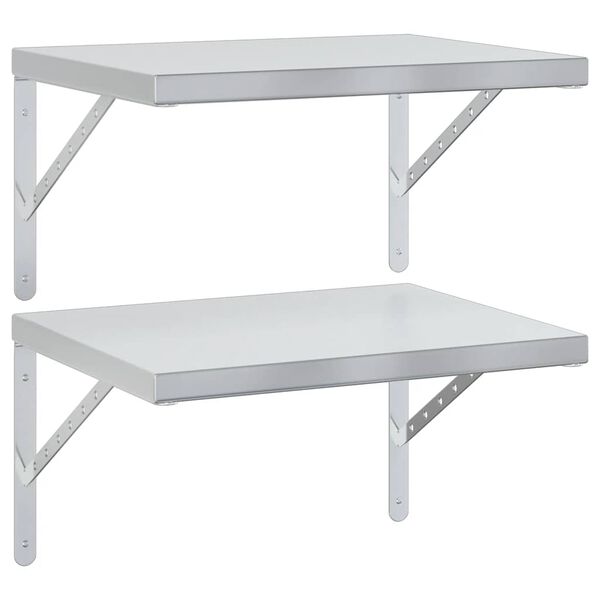 vidaXL Sein&auml;hyllyt 2 kpl 50x40 cm hopea ruostumaton ter&auml;s