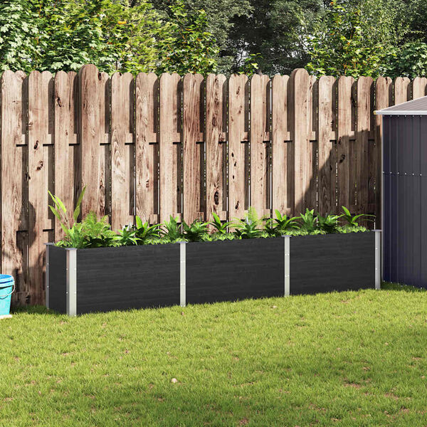 vidaXL Puutarhan korotettu kukkalaatikko 300x50x54 cm WPC harmaa