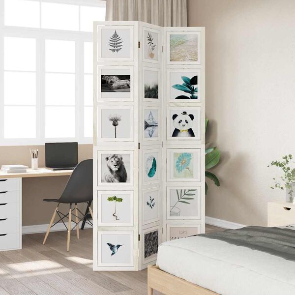 vidaXL 3-Paneelinen tilanjakaja valkoinen täysi keisaripuu