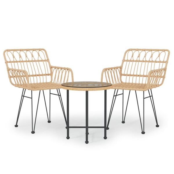 vidaXL 3-osainen Ulkoruokailuryhmä polyrottinki