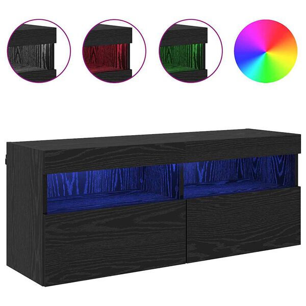 vidaXL TV-sein&auml;kaappi Musta tammi. 100 x 30 x 40 cm Tekninen puu