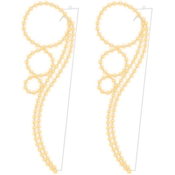 vidaXL Pallonmuotoiset valokaapelit 2 kpl l&auml;mmin valk. 111,5x35x4,5 cm