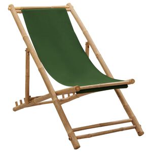 vidaXL Kansituoli bambu ja kangas vihre&auml;