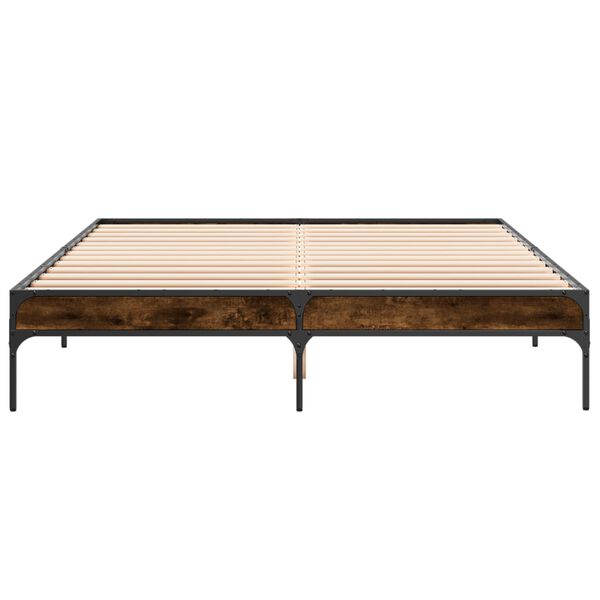 vidaXL Sängynrunko savutammi 150x200 cm tekninen puu ja metalli