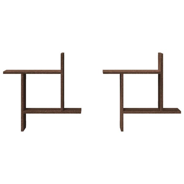 vidaXL Seinähyllyt 2 kpl ruskea tammi 50x12x50 cm tekninen puu